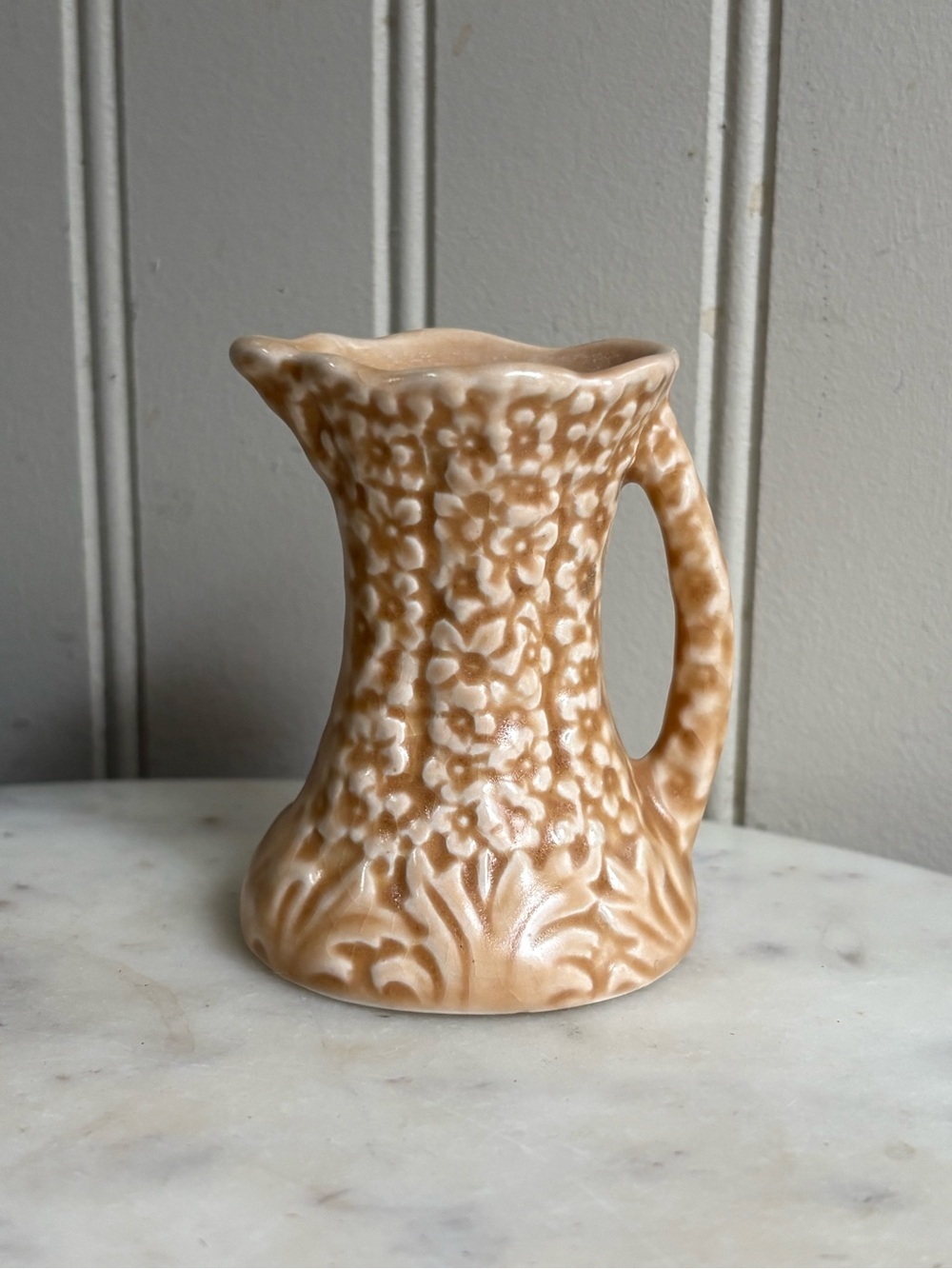 Vintage SylvaC Peach Hollyhock Mini Jug 476 Floral Collectible VTG Mid-Century